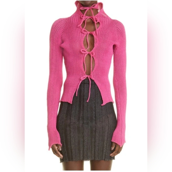 A. ROEGE HOVEPink Nylon & Cotton Cardigan In Berry size S - Picture 1 of 13